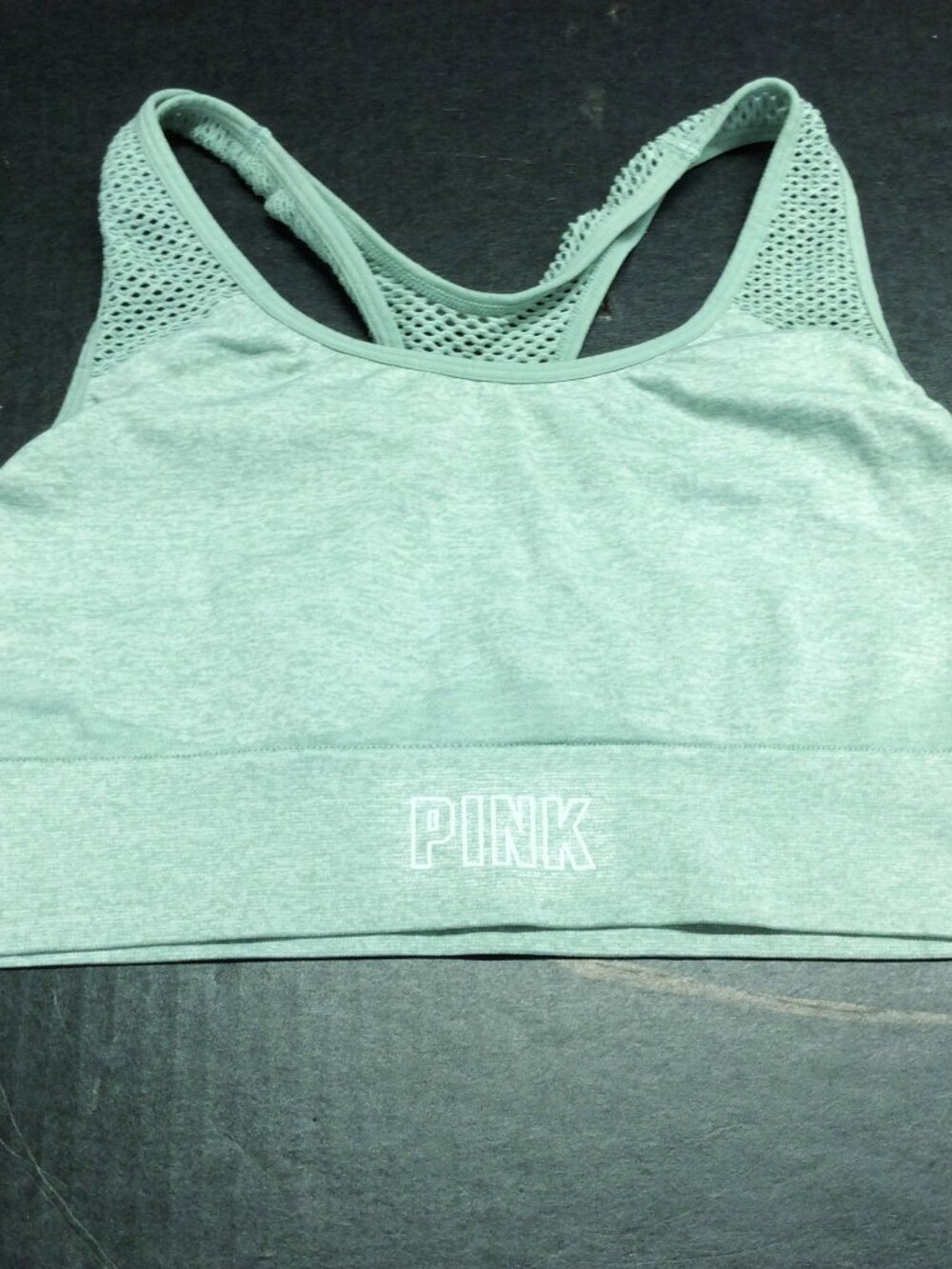 Victoria’s Secret PINK Sport Seamless Crop Green Sports Bra Racerback Women’s M